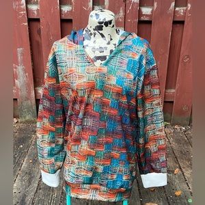 Basketweave Print Hooded Sweatshirt